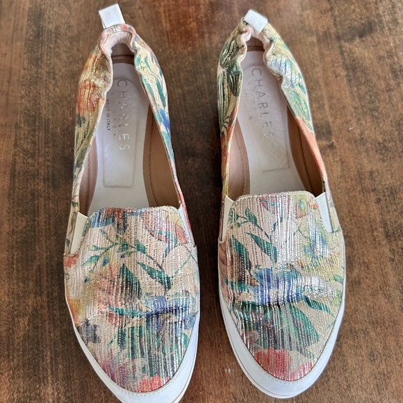 Metalix floral print Charles Cooper leather flats - Picture 1 of 5